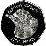 50 Pence - Elizabeth II Gentoo Penguin, United Kingdom, 2018-2021 reverse image
