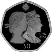 50 Pence - Elizabeth II Platinum Jubilee; Coloured, United Kingdom, 2022 reverse image