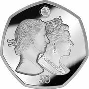 50 Pence - Elizabeth II Platinum Jubilee; Silver, United Kingdom, 2022 reverse image