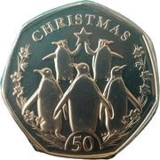 50 Pence - Charles III Christmas Penguins, United Kingdom, 2023 reverse image