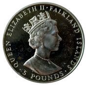 5 Pounds - Elizabeth II Liberation; Silver proof issue obverse image