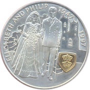 5 Pounds - Elizabeth II Golden Wedding; Silver Proof Issue, United Kingdom, 1997 reverse image