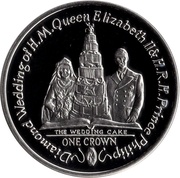 1 Crown - Elizabeth II The Wedding Cake; Silver Proof Issue, United Kingdom, 2007 reverse image