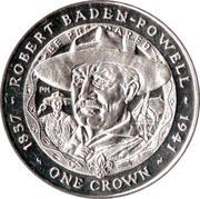 1 Crown - Elizabeth II Robert Baden-Powell; Silver Proof Issue, United Kingdom, 2007 reverse image