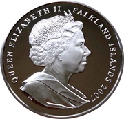 1 Crown - Elizabeth II Britannia in front of map; Silver Proof Issue obverse image