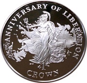 1 Crown - Elizabeth II Britannia in front of map; Silver Proof Issue, United Kingdom, 2007 reverse image