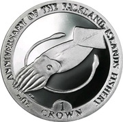1 Crown - Elizabeth II Falkland Islands Fishery; Silver Proof Issue, United Kingdom, 2007 reverse image
