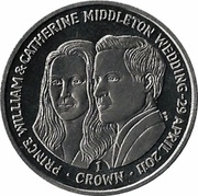 1 Crown - Elizabeth II Royal Wedding, United Kingdom, 2011 reverse image