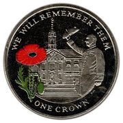 1 Crown - Elizabeth II Royal Chelsea Hospital; Colourised, United Kingdom, 2014 reverse image