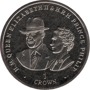 1 Crown - Elizabeth II Queen Elizabeth II and Prince Philip at Goodwood Races in 1954, United Kingdom, 2017 reverse image