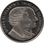 1 Crown - Elizabeth II Queen Elizabeth II and Prince Philip during 90th birthday of Elizabeth II obverse image