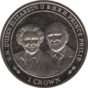 1 Crown - Elizabeth II Queen Elizabeth II and Prince Philip during 90th birthday of Elizabeth II, United Kingdom, 2017 reverse image