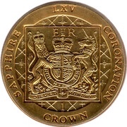 1 Crown - Elizabeth II Sapphire Coronation; Gold Plated, United Kingdom, 2018 reverse image