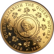 100 Pounds 90th Birthday of Queen Mother, United Kingdom, 1990 reverse image