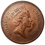 1 Penny - Elizabeth II Barbary Partridge; magnetic obverse image