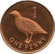 1 Penny - Elizabeth II Barbary Partridge; bigger bust, United Kingdom, 2010-2011 reverse image