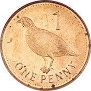 1 Penny - Elizabeth II Barbary Partridge; smaller bust, United Kingdom, 2012-2013 reverse image