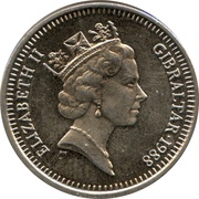 5 Pence - Elizabeth II Barbary Macaque; large type obverse image