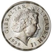 5 Pence - Elizabeth II Barbary Macaque; head with tiara obverse image