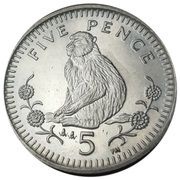 5 Pence - Elizabeth II Barbary Macaque; head with tiara, United Kingdom, 1998-2003 reverse image