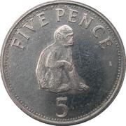 5 Pence - Elizabeth II Barbary Macaque; bigger bust, United Kingdom, 2005-2009 reverse image