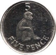 5 Pence - Elizabeth II Barbary Macaque; smaller bust, United Kingdom, 2012-2013 reverse image