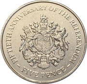 5 Pence - Elizabeth II 1967 Referendum Anniversary, United Kingdom, 2017 reverse image