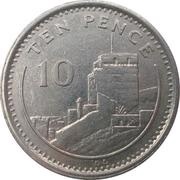 10 Pence - Elizabeth II Moorish Castle; small type, United Kingdom, 1994 reverse image