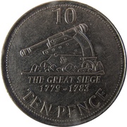 10 Pence - Elizabeth II Cannon; smaller bust; redesigned, United Kingdom, 2013 reverse image