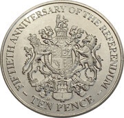 10 Pence - Elizabeth II 1967 Referendum Anniversary, United Kingdom, 2017 reverse image