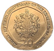 20 Pence - Elizabeth II 1967 Referendum Anniversary, United Kingdom, 2017 reverse image