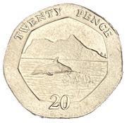 20 Pence - Elizabeth II Dolphin, United Kingdom, 2020 reverse image