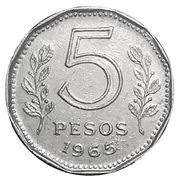 5 Pesos, Argentina, 1961-1968 reverse image