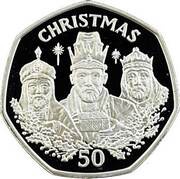 50 Pence - Elizabeth II Christmas; Silver Proof, United Kingdom, 1988 reverse image