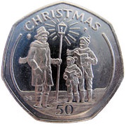 50 Pence - Elizabeth II Christmas, United Kingdom, 1991 reverse image