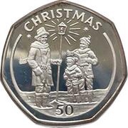 50 Pence - Elizabeth II Christmas; Silver Proof, United Kingdom, 1991 reverse image