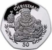 50 Pence - Elizabeth II Christmas; Silver Proof, United Kingdom, 1999 reverse image