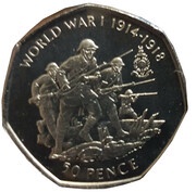 50 Pence - Elizabeth II Royal Marines - WWI, United Kingdom, 2004 reverse image