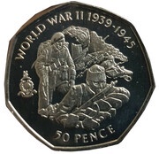 50 Pence - Elizabeth II Royal Marines - WWII, United Kingdom, 2004 reverse image