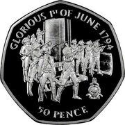 50 Pence - Elizabeth II Royal Marines - 1st June 1794; Silver Proof, United Kingdom, 2004 reverse image