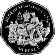 50 Pence - Elizabeth II Royal Marines - Sebastopol; Silver Proof, United Kingdom, 2004 reverse image