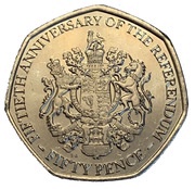 50 Pence - Elizabeth II 1967 Referendum Anniversary, United Kingdom, 2017 reverse image