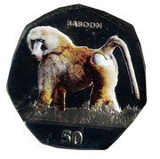 50 Pence - Elizabeth II Baboon - Coloured, United Kingdom, 2018 reverse image
