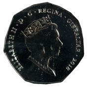 50 Pence - Elizabeth II Chimpanzee - Coloured obverse image