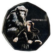 50 Pence - Elizabeth II Chimpanzee - Coloured, United Kingdom, 2018 reverse image