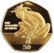 50 Pence - Elizabeth II Red Colobus Monkey, United Kingdom, 2018 reverse image