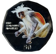 50 Pence - Elizabeth II Red Colobus Monkey - Coloured, United Kingdom, 2018 reverse image