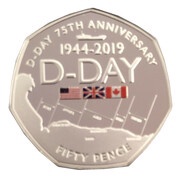 50 Pence - Elizabeth II D-Day Anniversary; Silver Piedfort, United Kingdom, 2019 reverse image
