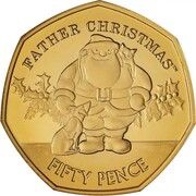 50 Pence - Elizabeth II 2019 Christmas; Gold, United Kingdom, 2019 reverse image