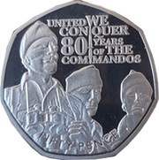 50 Pence - Elizabeth II 80 Years Of The Commandos, United Kingdom, 2020 reverse image